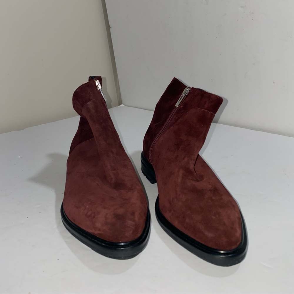 Via Spiga Burgundy Suede Ankle Boots Flat - Picture 3 of 7